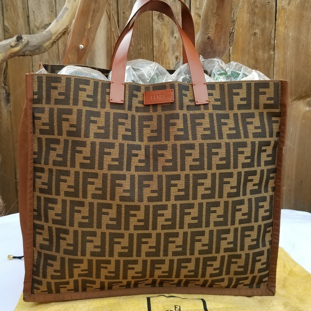 Fendi Mania Roma Zucca Oblique book tote